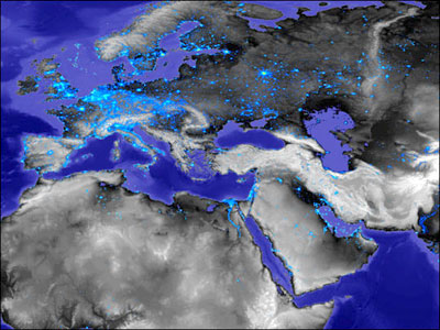 Europe, light distribution